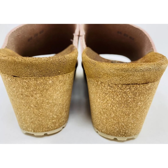 PAPILLIO By BIRKENSTOCK NAMICA SZ 39/8 RIVETS WEDGE HEEL MULE SANDAL PALE PINK - Picture 6 of 7